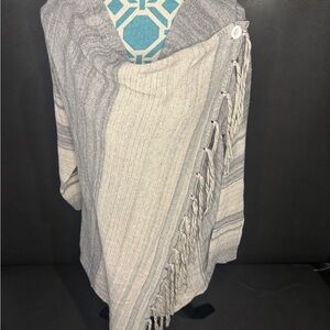 Knit Fringe Open Front Boutique Cardigan Sweater Women's Size L